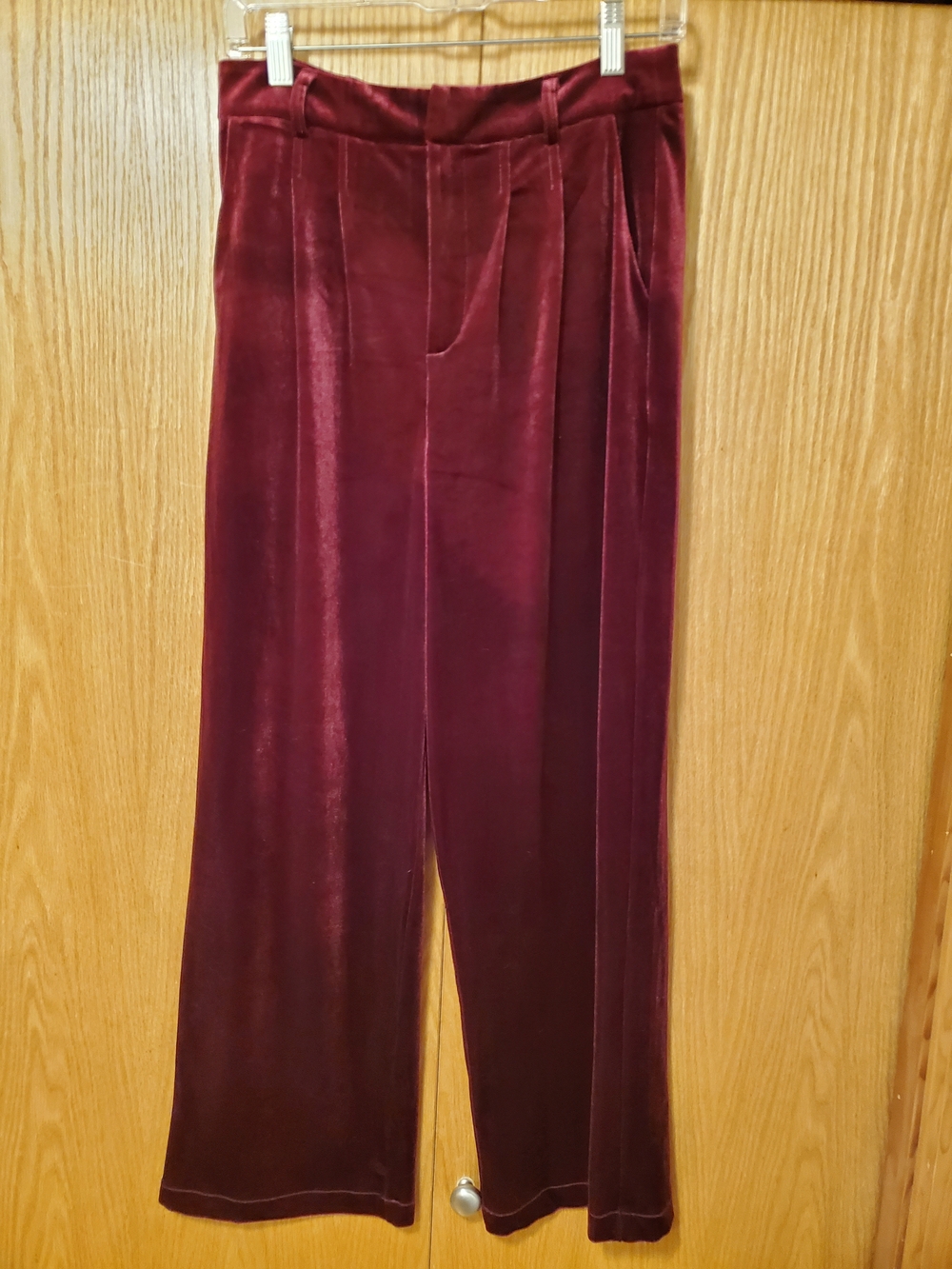 NWT Lulu's Velvet Pleated Pants in Wine